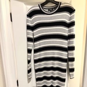 Theory Black/White/Grey Knit LS Maxi Dress Sz L